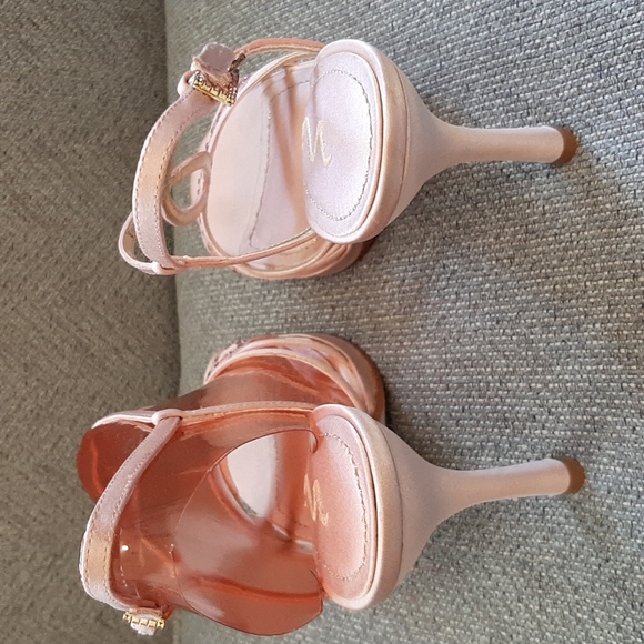 NIB Women's Light Pink Nina High Heel, Open Toe Dress Shoes, Rhinestones, Sz 7.5 - Picture 5 of 8